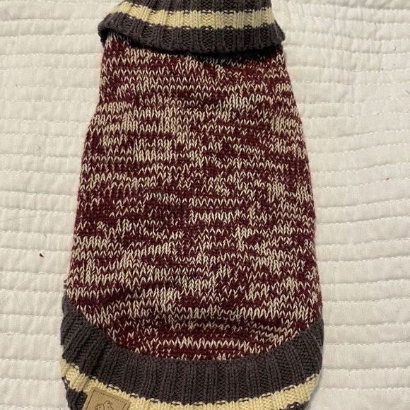 RC Pets Knitted Maroon & White Doggy Sweater - XXS - Picture 1 of 4